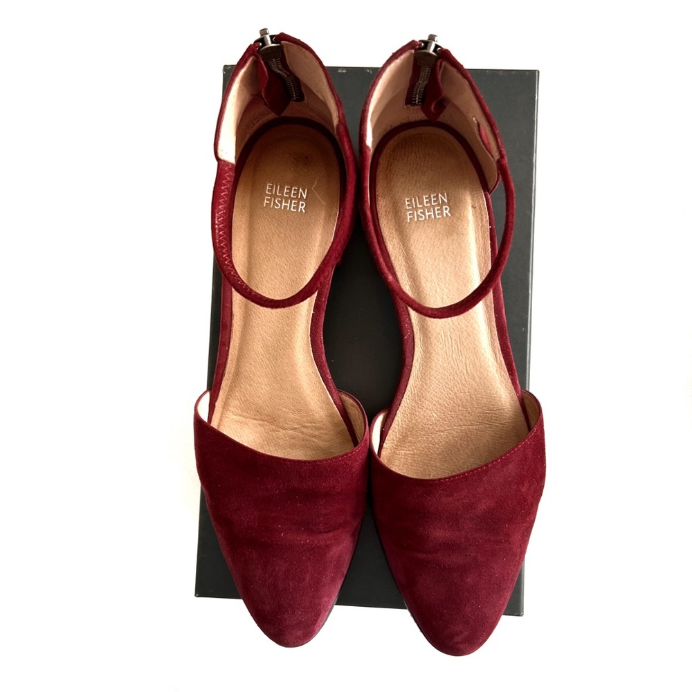 Eileen Fisher Hutton-Su Raisin Suede Ankle Strap Size 11